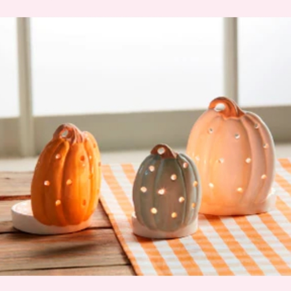 Mud Pie Pumpkin Ceramic Votive Holder